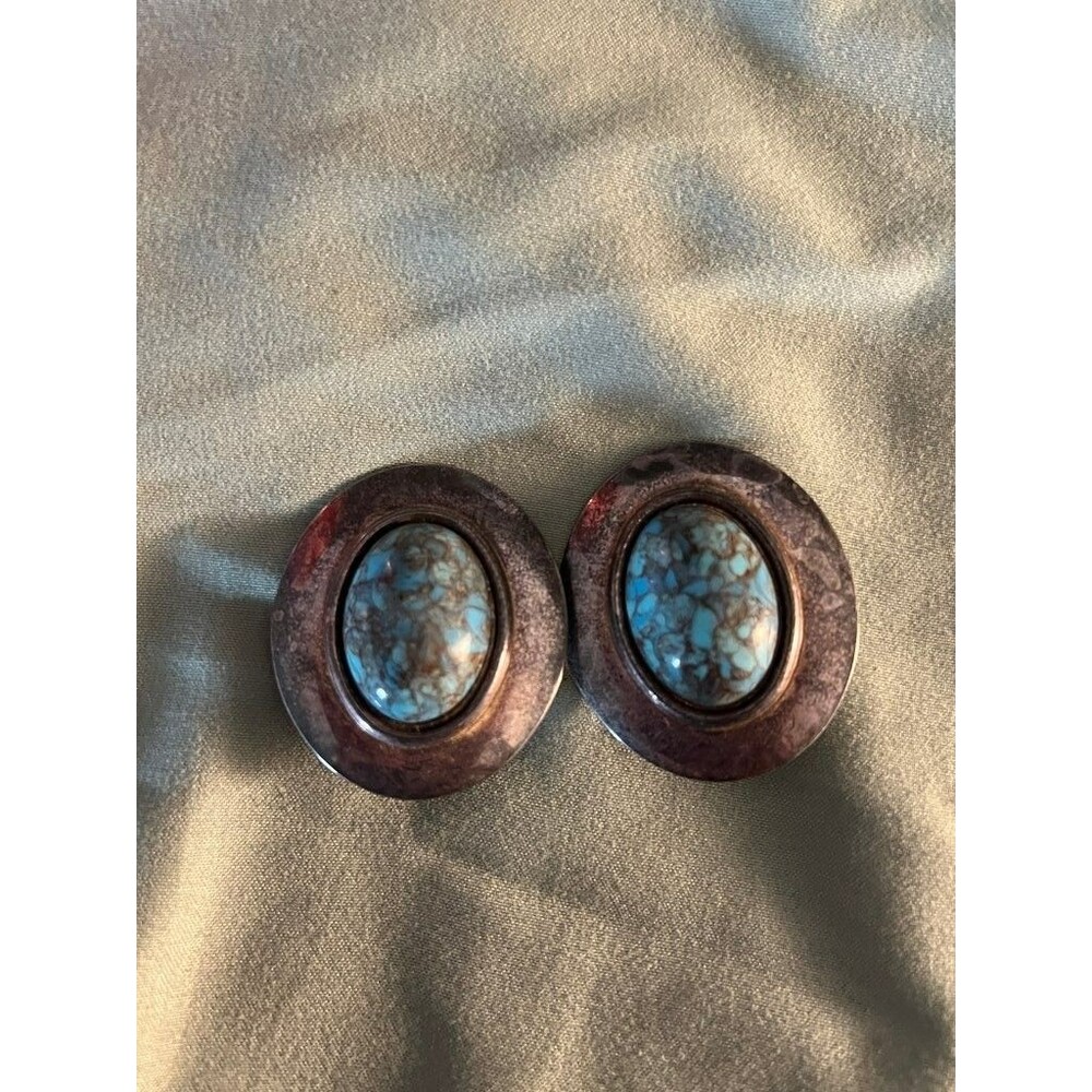 Vintage Southwestern Style Turquoise Clip-On Earrings